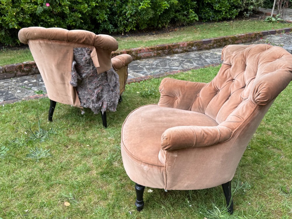 Pair of button back 19th Century Armchairs  View IV