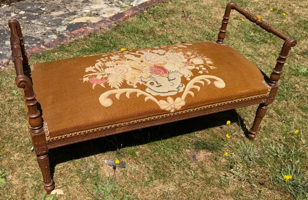 Large needlepoint stool or window seat