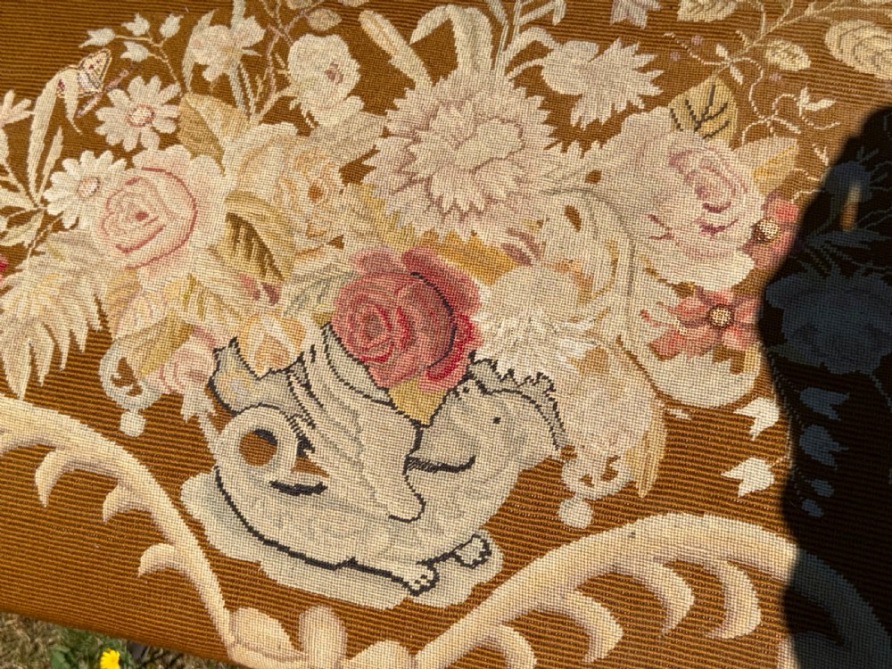 Large needlepoint stool or window seat View III