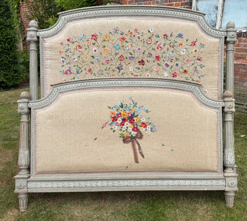 Kingsize French bed in original old paintwork 
