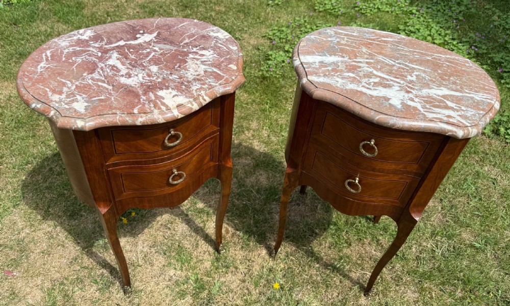 Pair of French oval bedside tables  View II