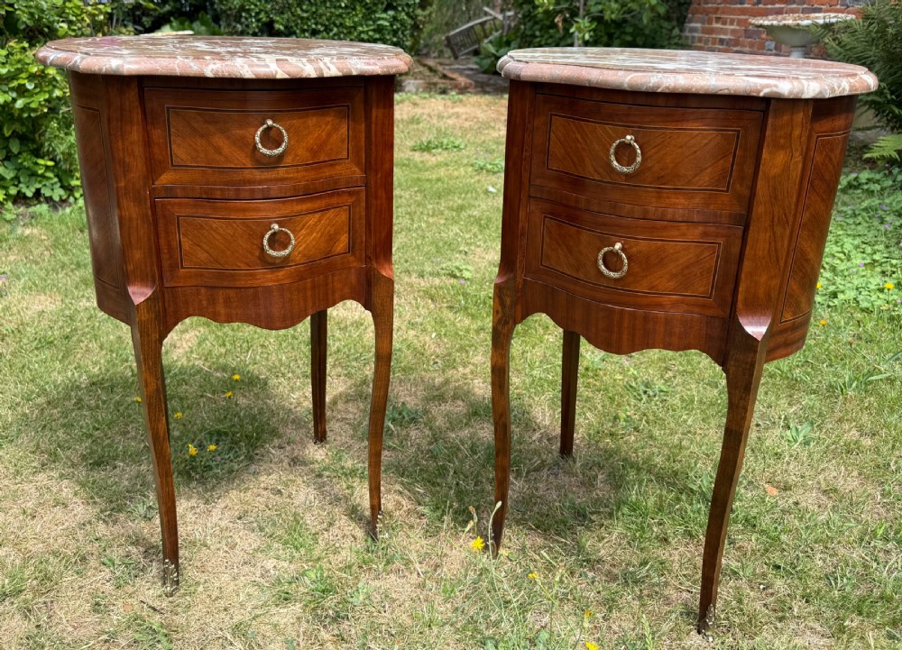 Pair of French oval bedside tables  View III