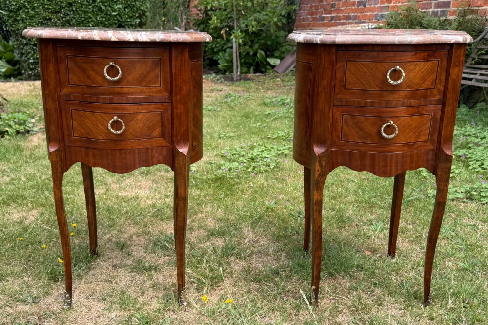 Pair of French oval bedside tables  View IV