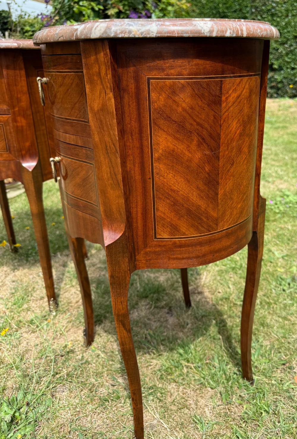 Pair of French oval bedside tables  View V