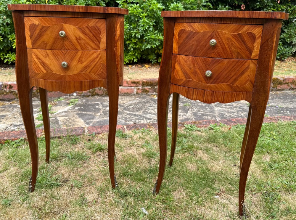 Pair of oval French bedside tables View II