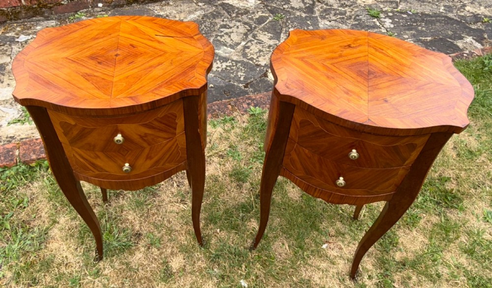 Pair of oval French bedside tables View IV
