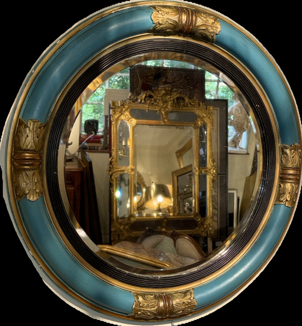 Regency round mirror, later painted