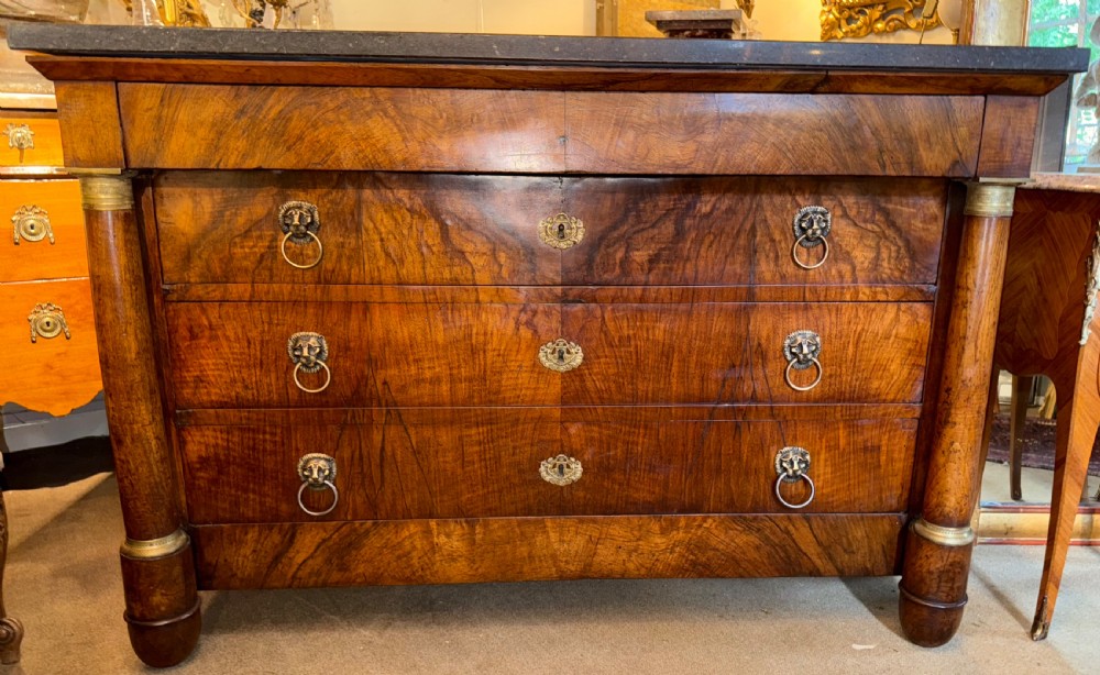 Figured walnut French Empire commode 