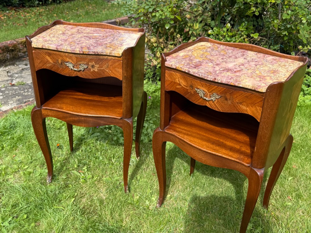 Pair of marquetry bedside tables  View III