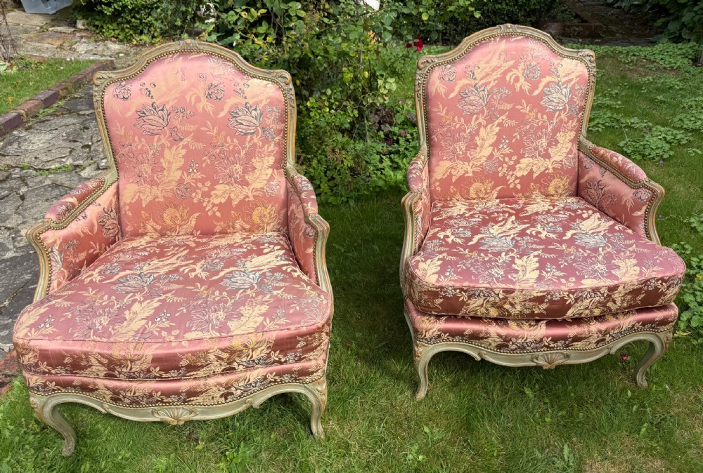 Pair of French painted Bergere armchairs  View IV