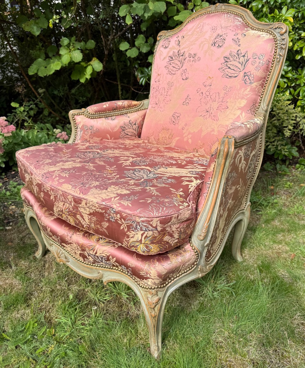 Pair of French painted Bergere armchairs  View V