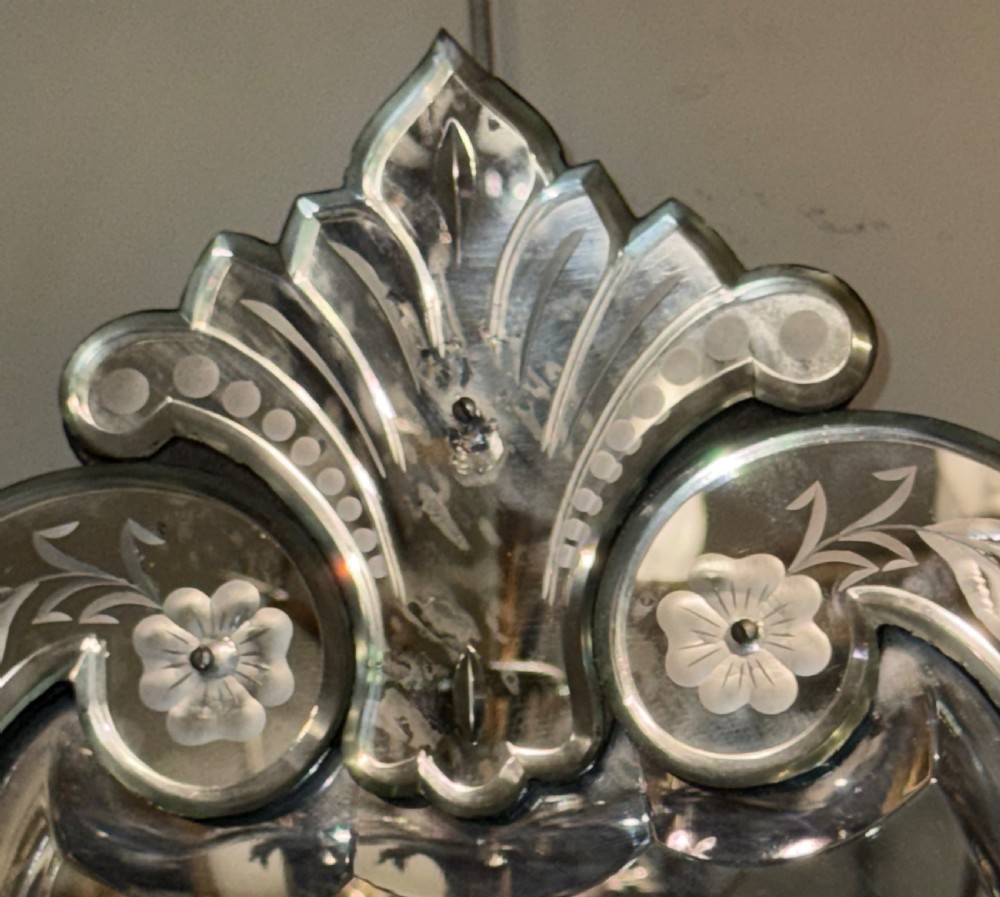 Cut glass and etched Venetian mirror  View II