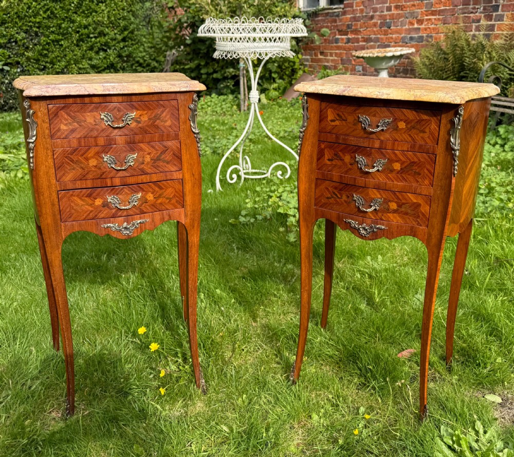 Pair of marquetry bedside tables