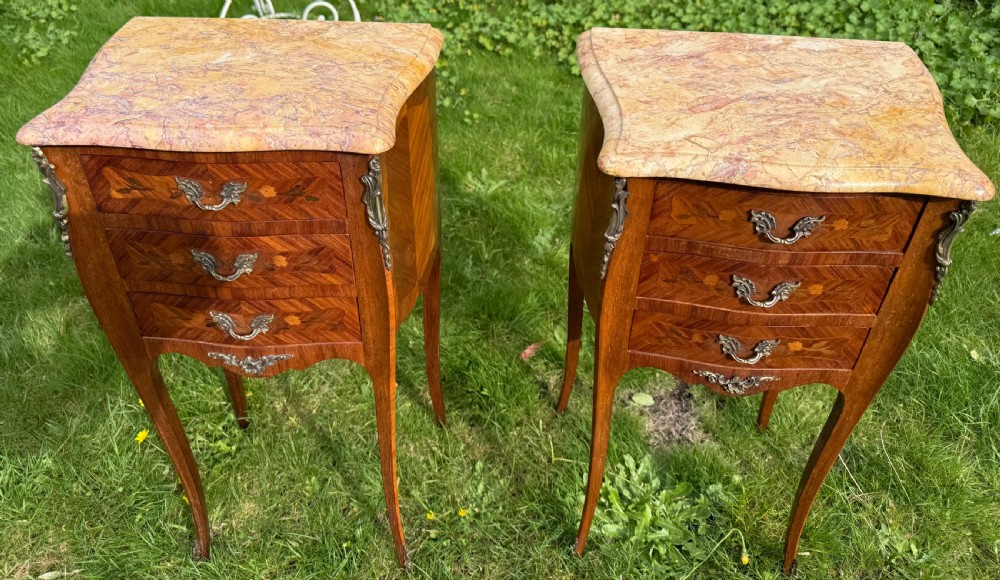 Pair of marquetry bedside tables View II