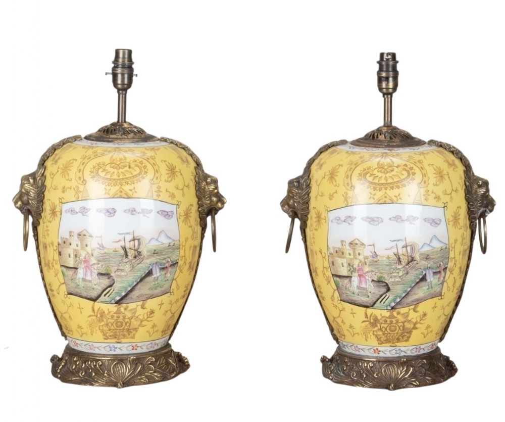 Pair Of Large 20th Century Chinese Lamps 