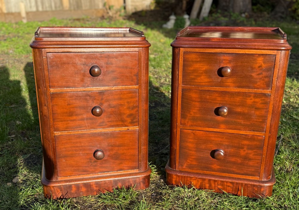 Pair of flame mahogany bedside tables 