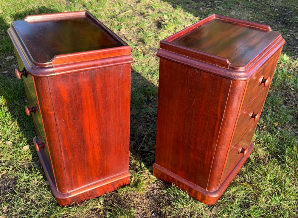 Pair of flame mahogany bedside tables  View II
