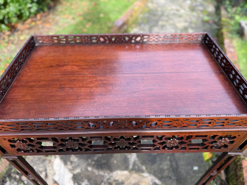 Carved fretwork silver table in mahogany  View VI