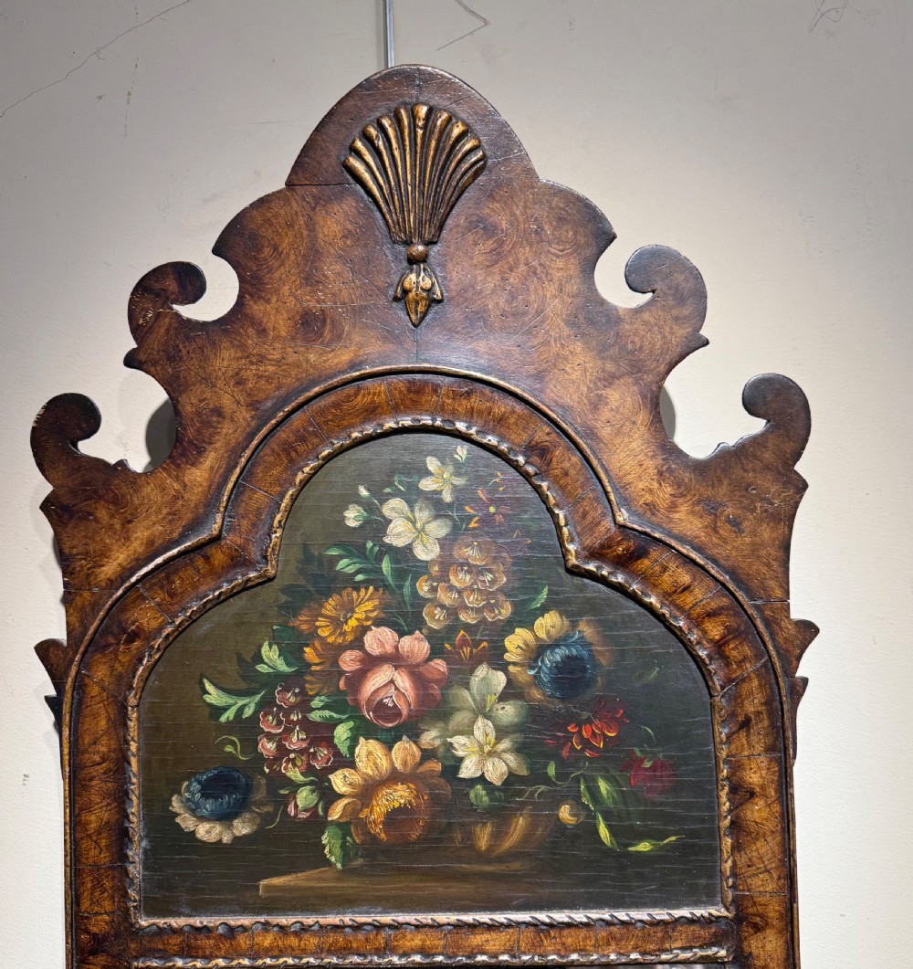 Fretwork mirror with painted flower panel View II