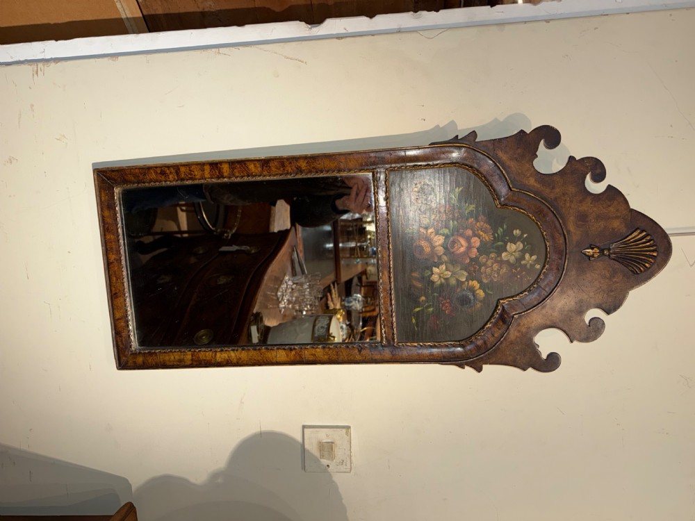 Fretwork mirror with painted flower panel View VI
