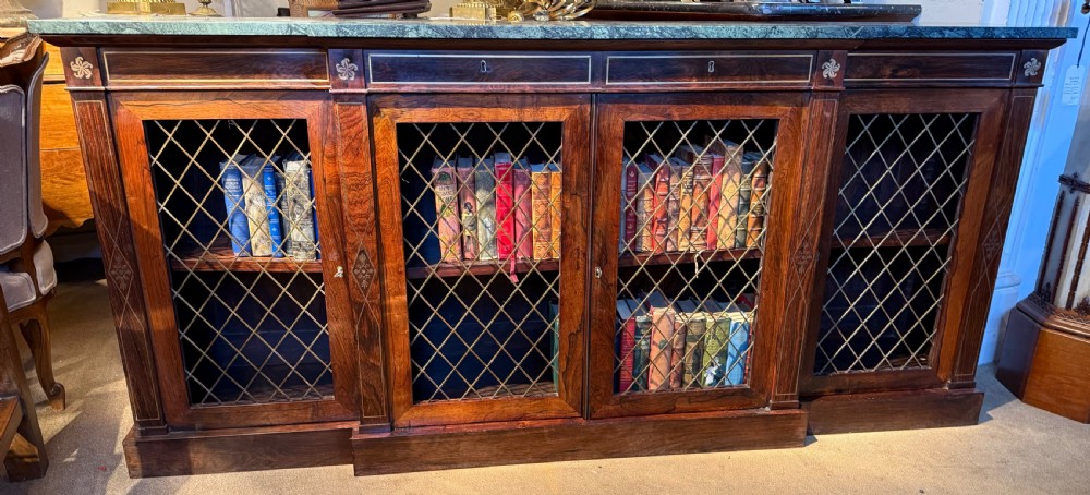 Regency rosewood Breakfront bookcase View III