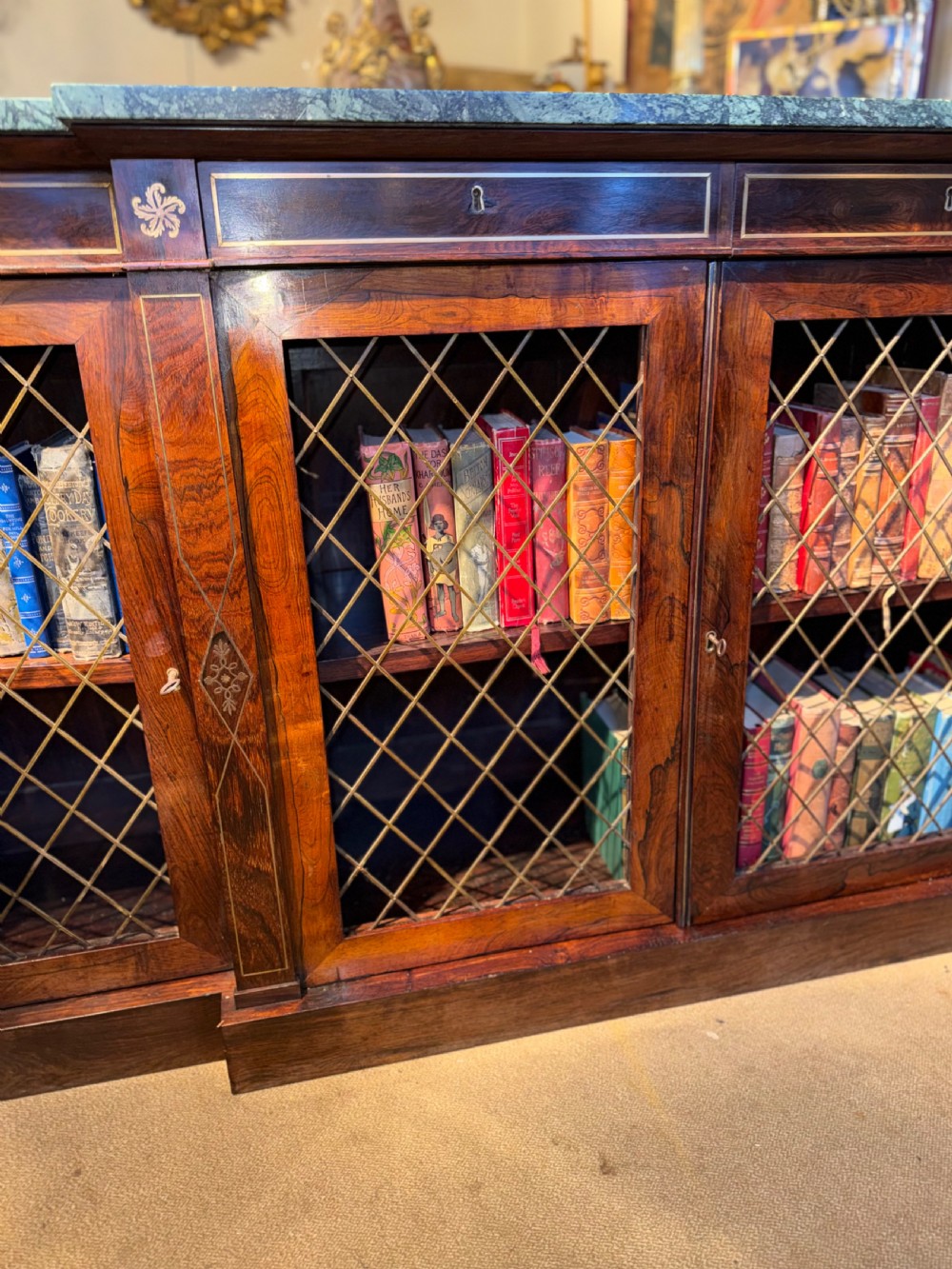 Regency rosewood Breakfront bookcase View VI