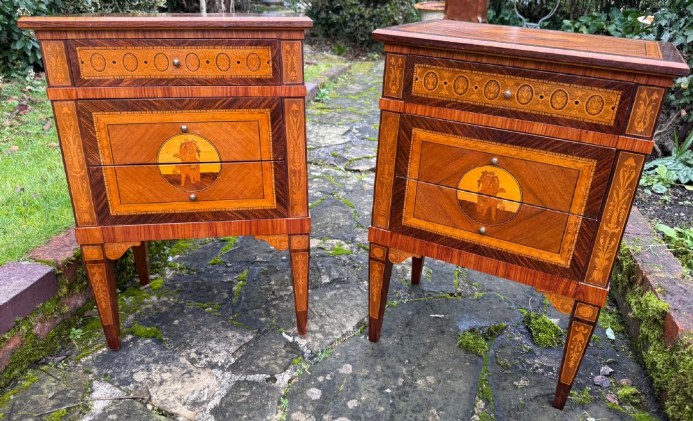 Pair of inlaid bedside tables in North Italian taste View VIII