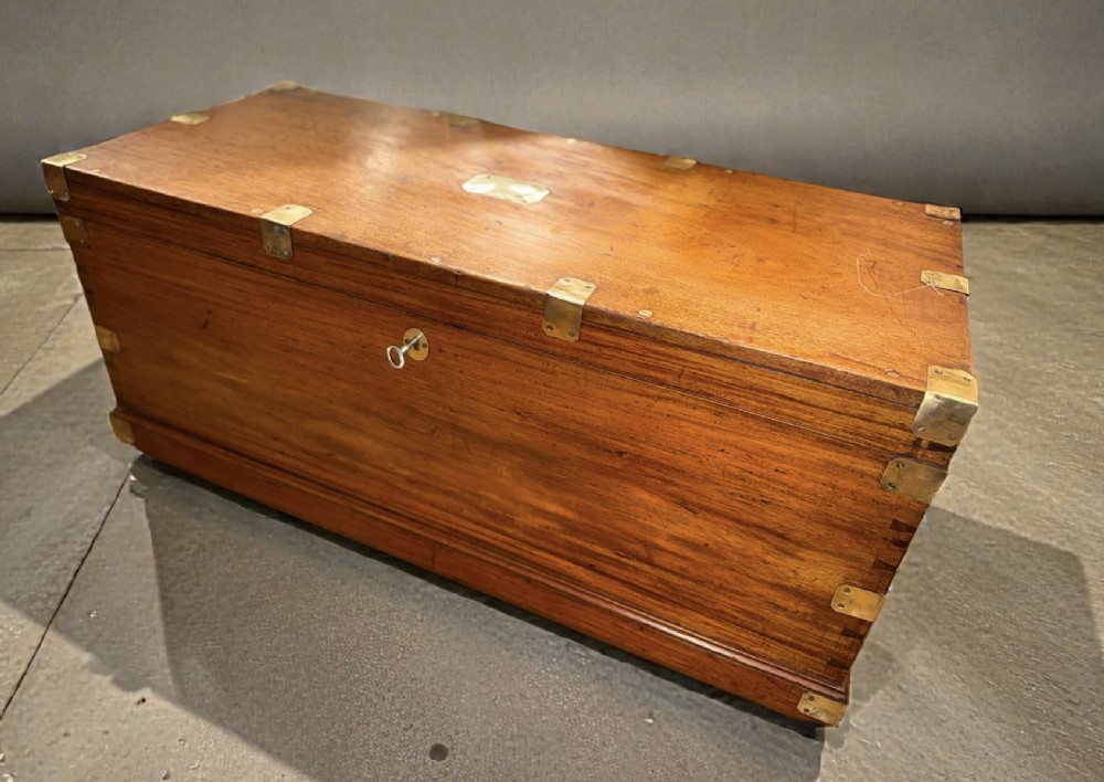 Large brass bound campaign chest 
