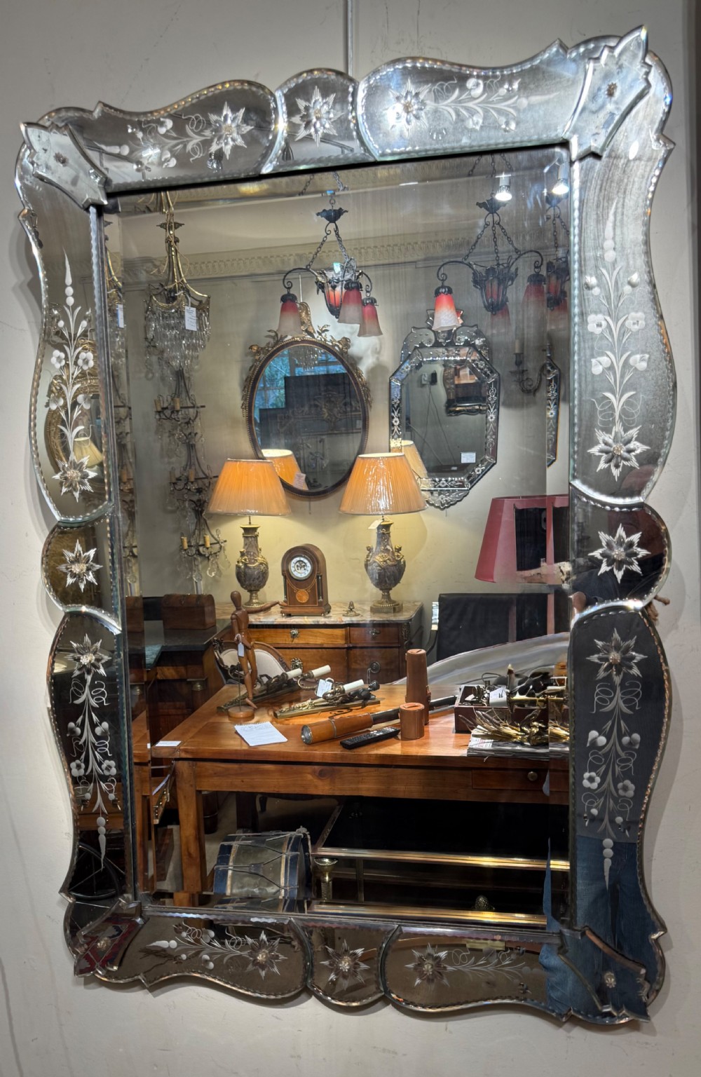 Cut and etched glass Venetian mirror  View III