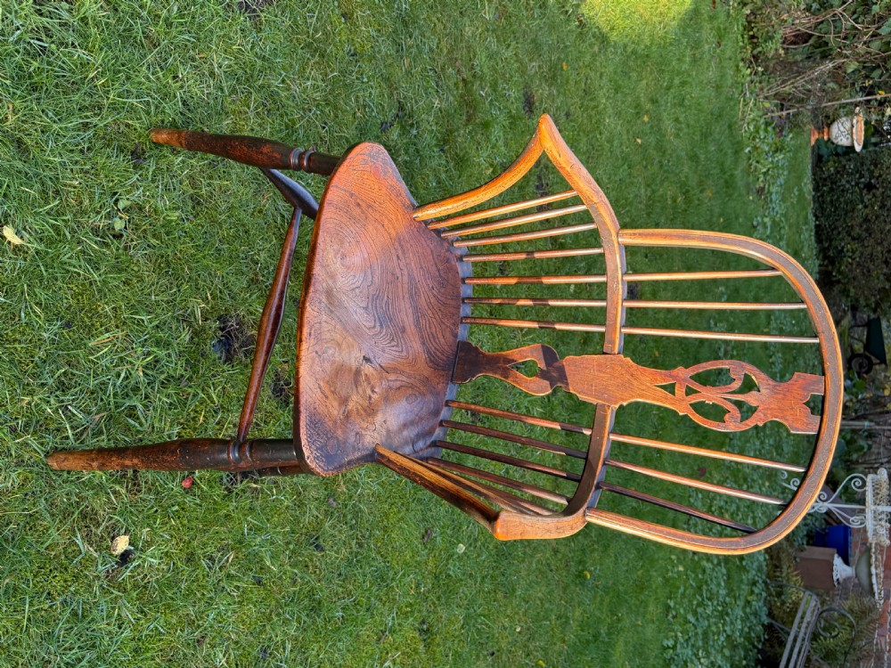 Elm and ash Windsor armchair with Prince of Wales feathers View III