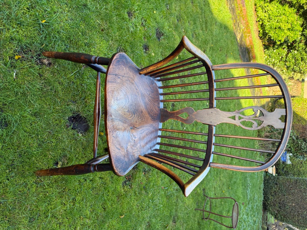 Elm and ash Windsor armchair with Prince of Wales feathers View V