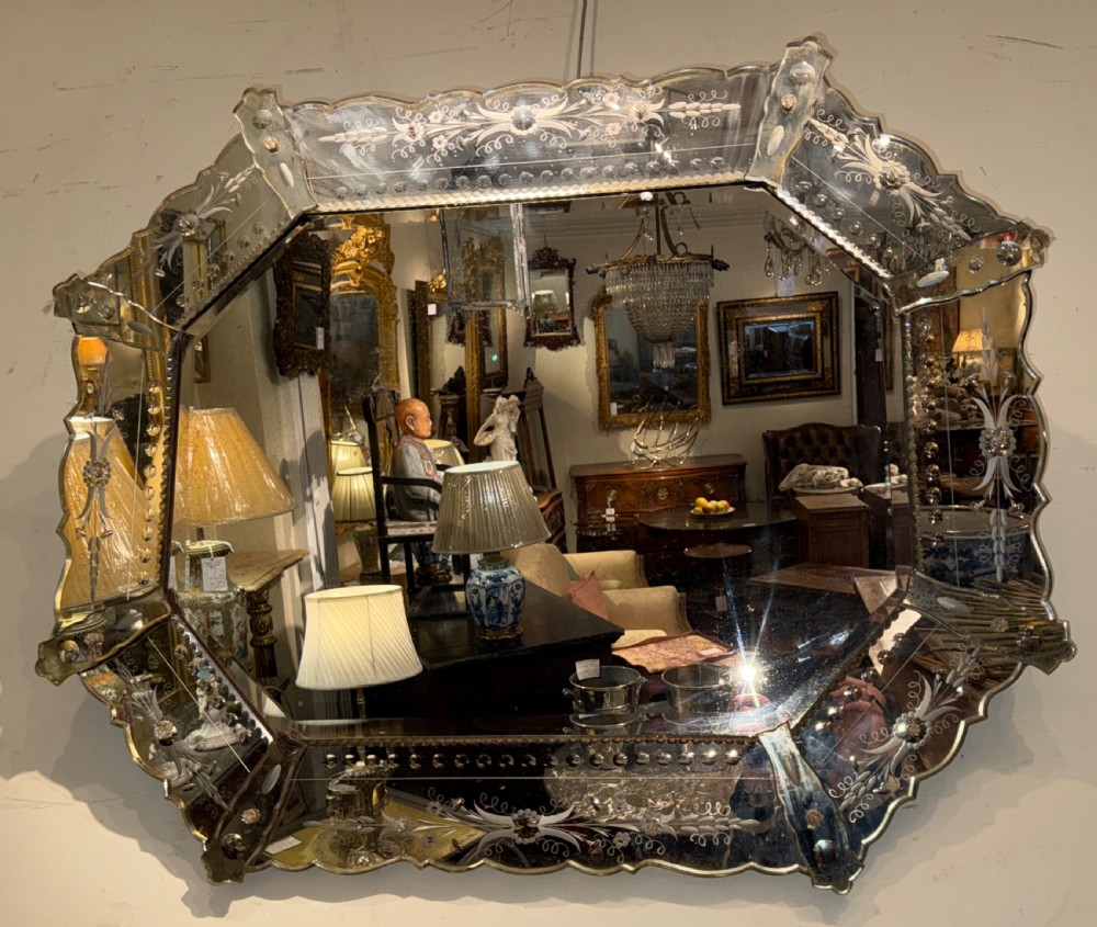 Octagonal cut glass Venetian mirror 
