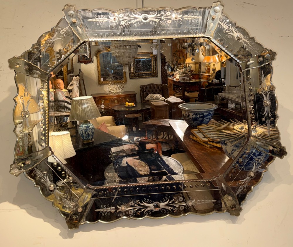 Octagonal cut glass Venetian mirror  View V