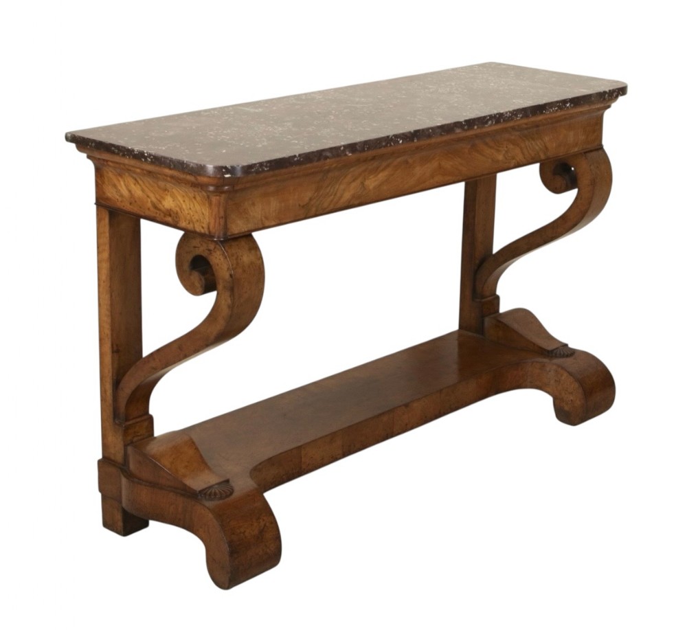 19th C French Charles X Walnut Condole Table 