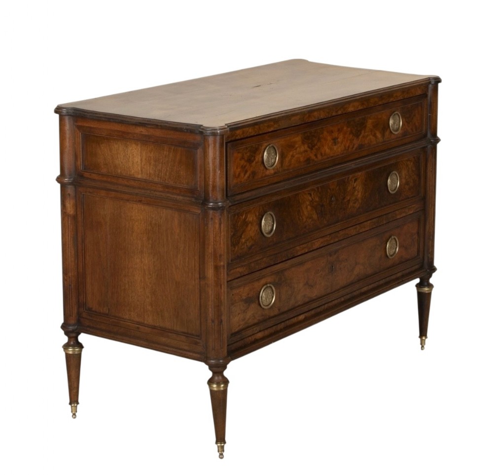 Early 19th C French Figured Walnut Commode 