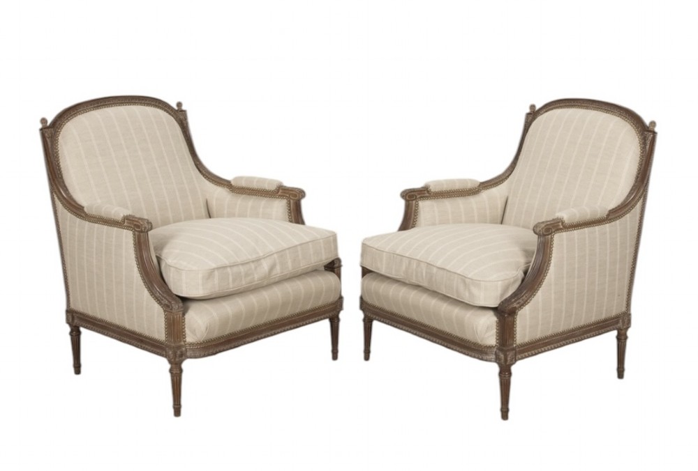 Pair Of Early 20th C French Walnut Armchairs