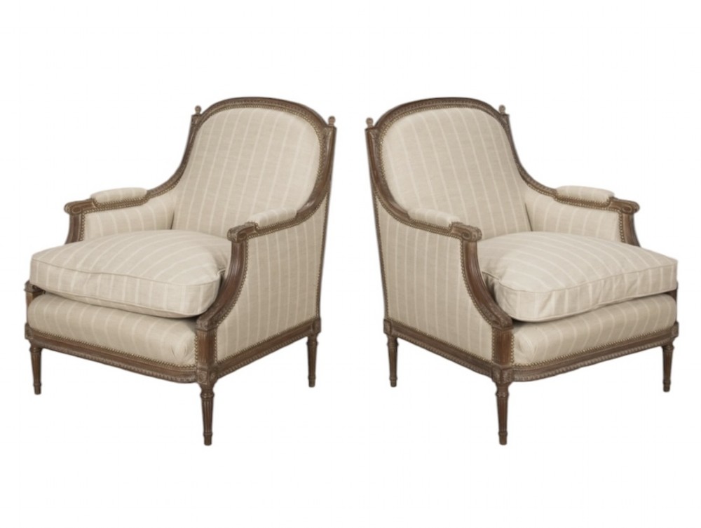 Pair Of Early 20th C French Walnut Armchairs View II