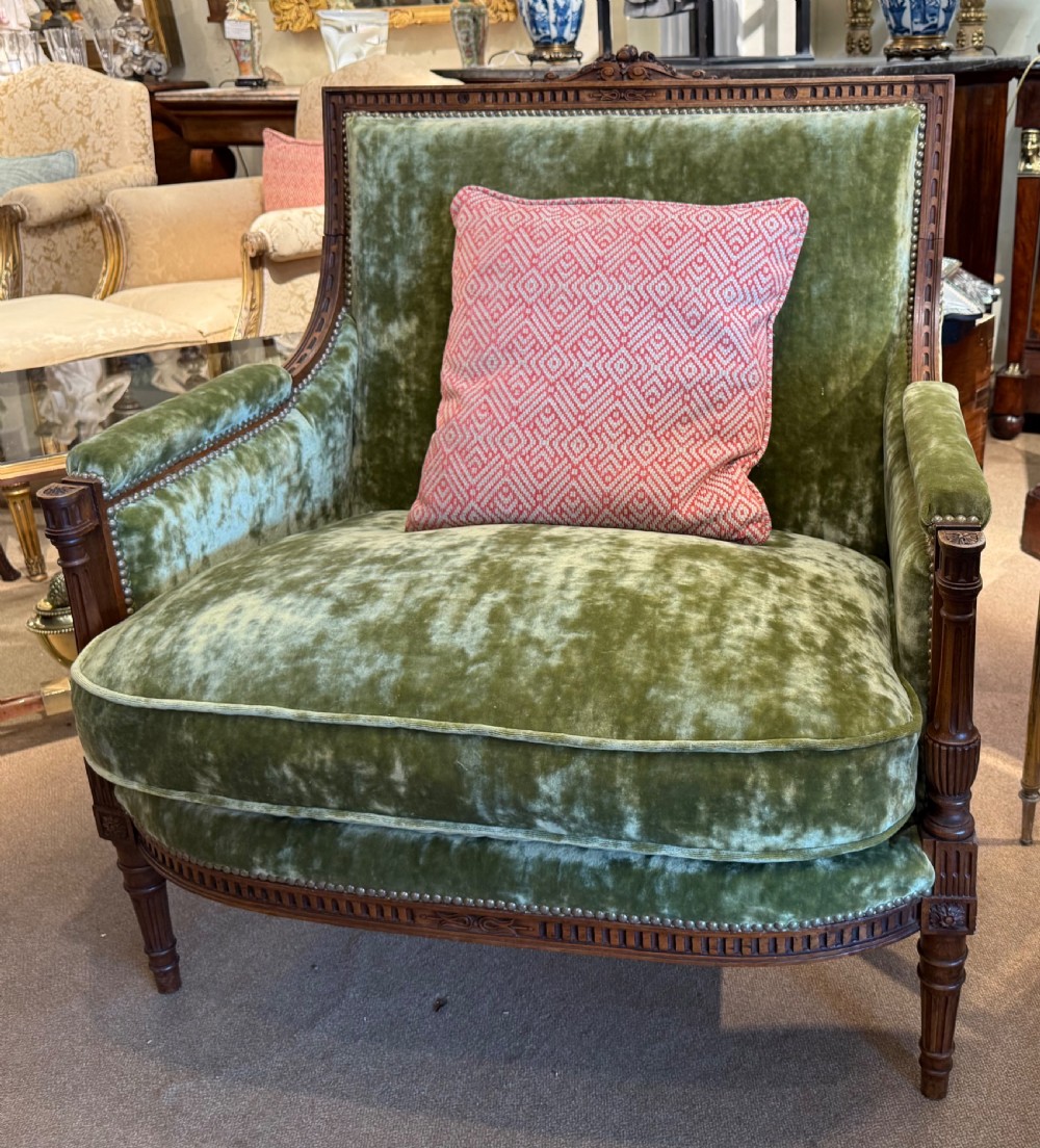 French walnut Marquise or love seat in velvet View II