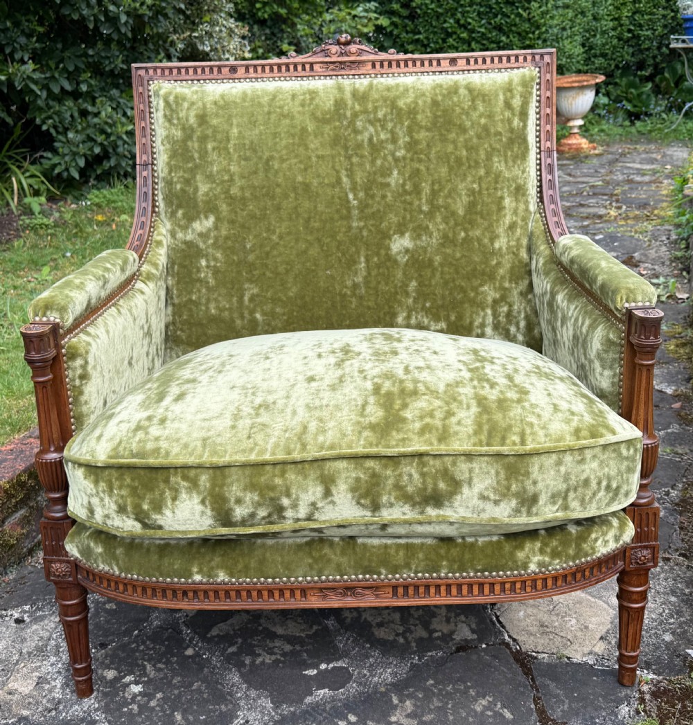 French walnut Marquise or love seat in velvet View III