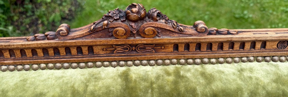 French walnut Marquise or love seat in velvet View VII
