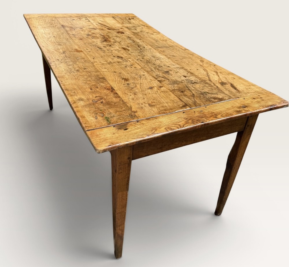 Figured elm farmhouse table