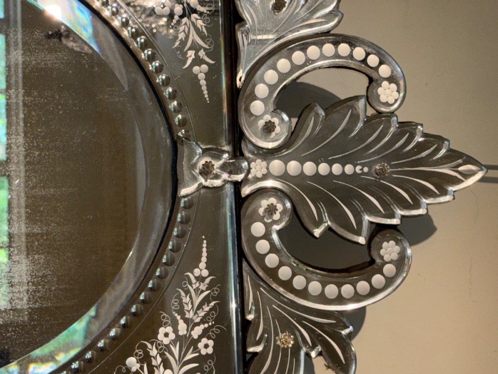 Small etched and cut glass Venetian mirror View IV