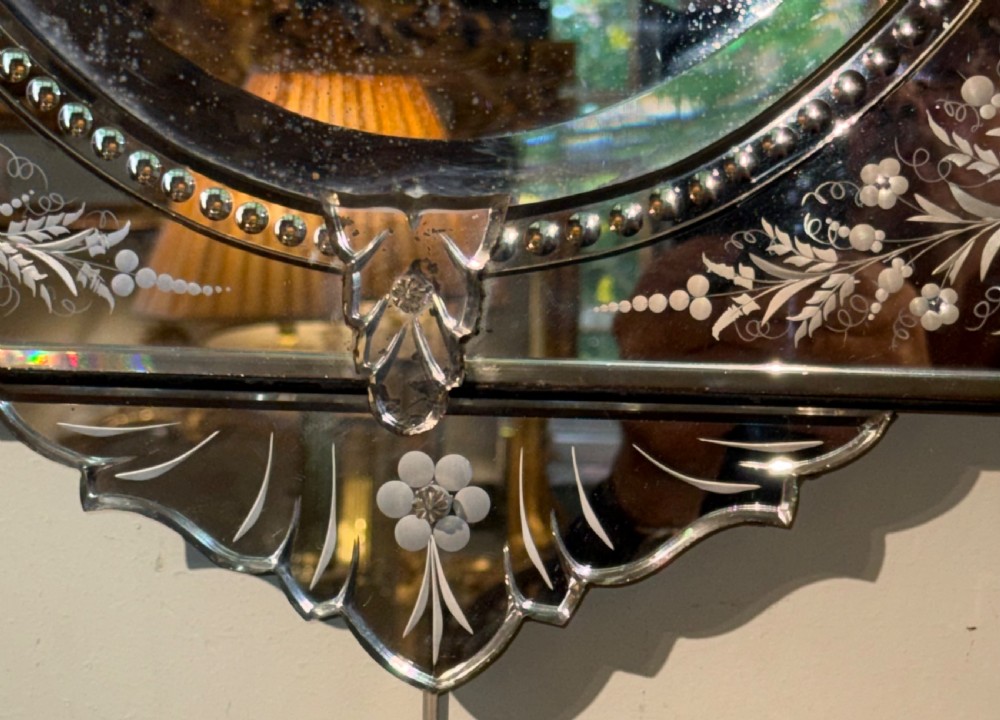 Small etched and cut glass Venetian mirror View V