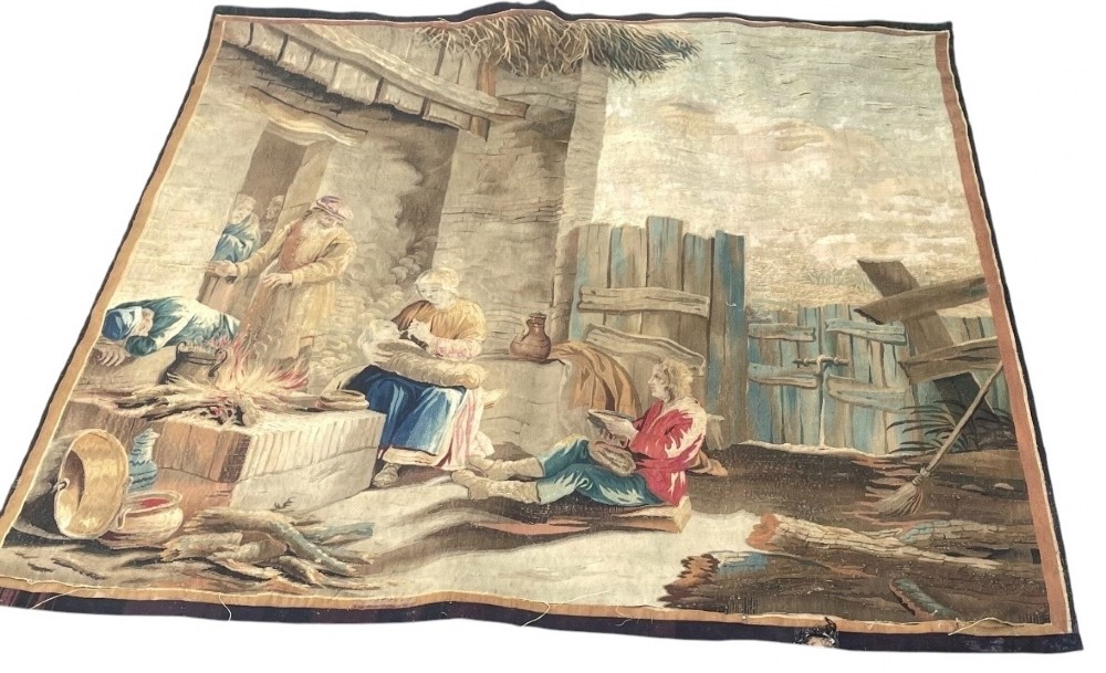 Late 17th C Brussels Tapestry After Teniers