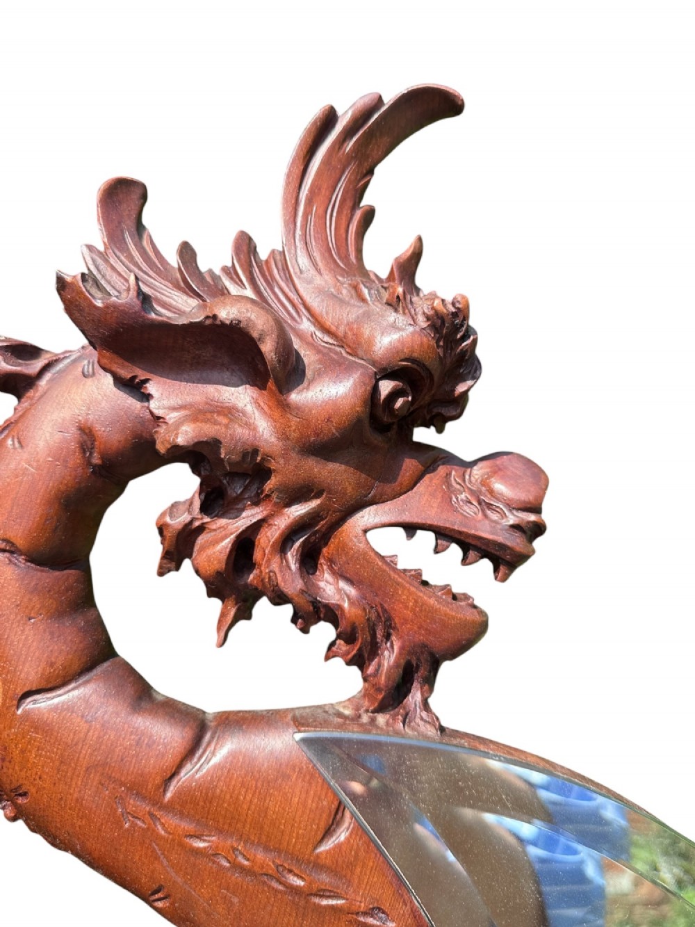 French 19th C Walnut Viardot Style Dragon Mirror View II