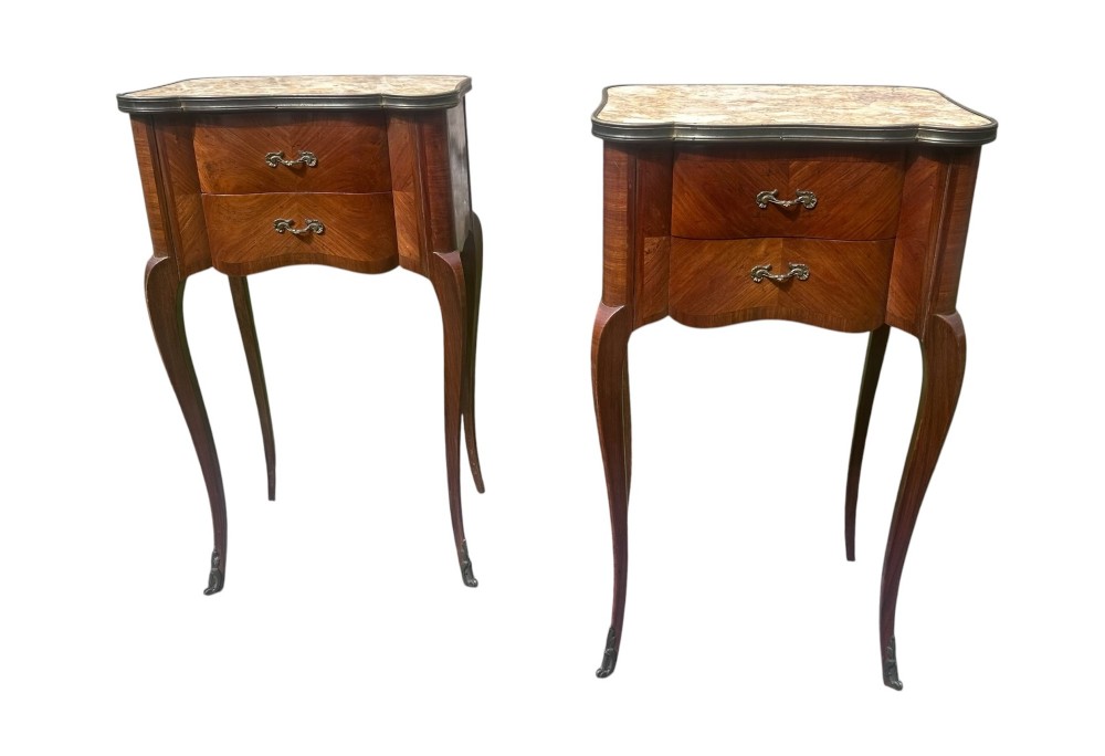 Pair of French Louis XV Style Bedside Tables