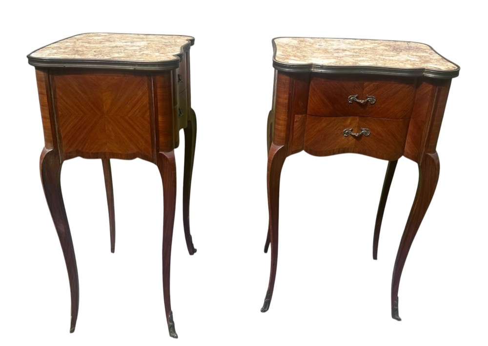 Pair of French Louis XV Style Bedside Tables View II