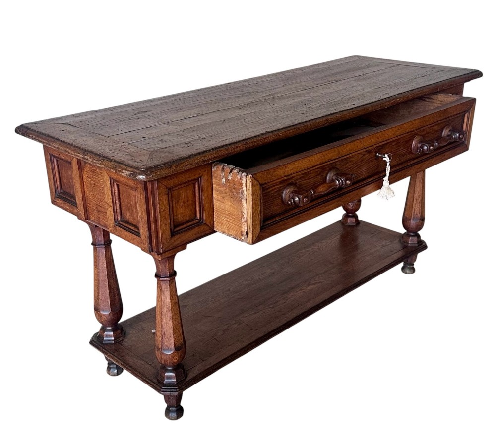 19th C French Oak Serving Table View IV