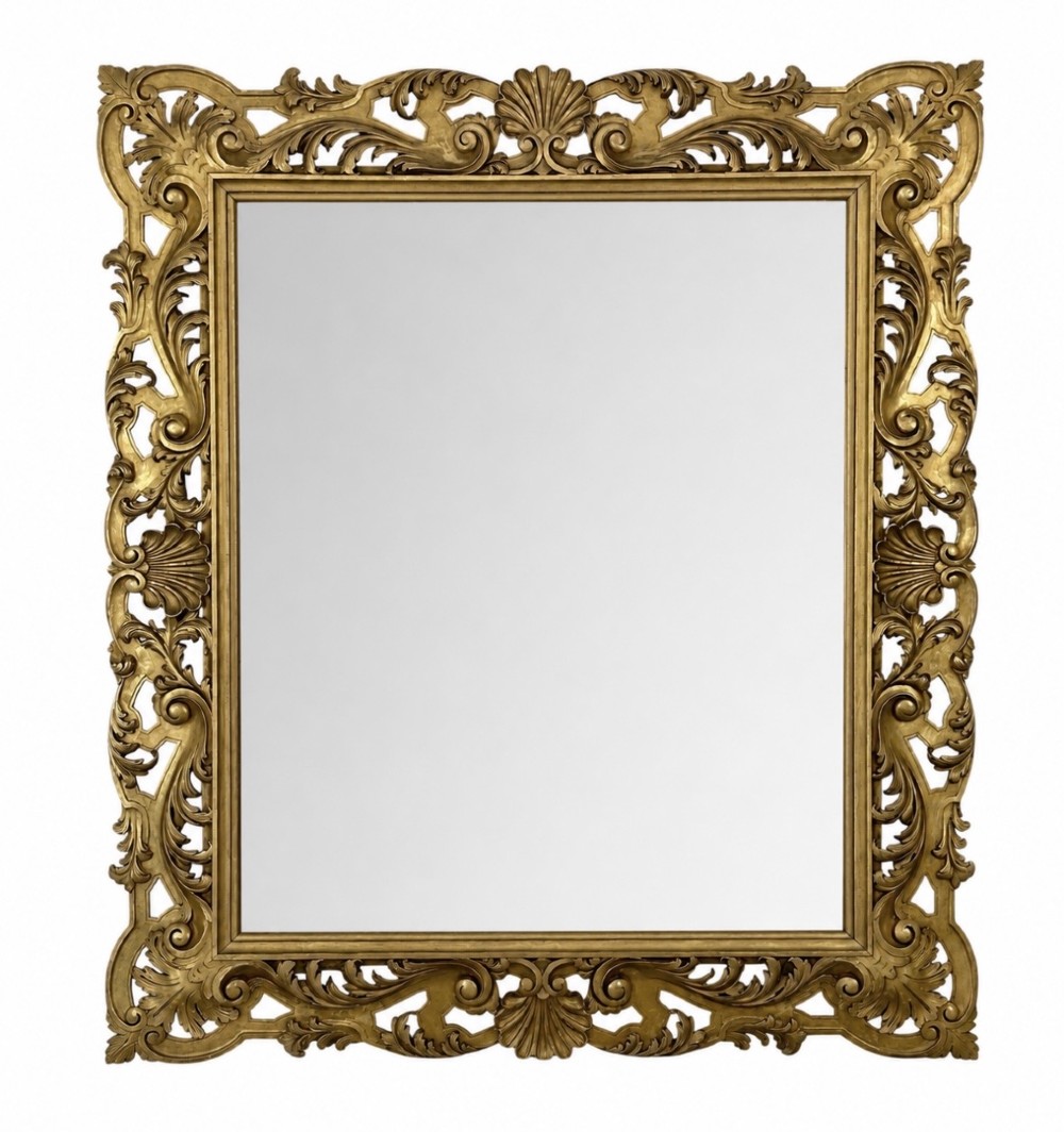 Large 19th C French Carved Parcel Gilt Mirror
