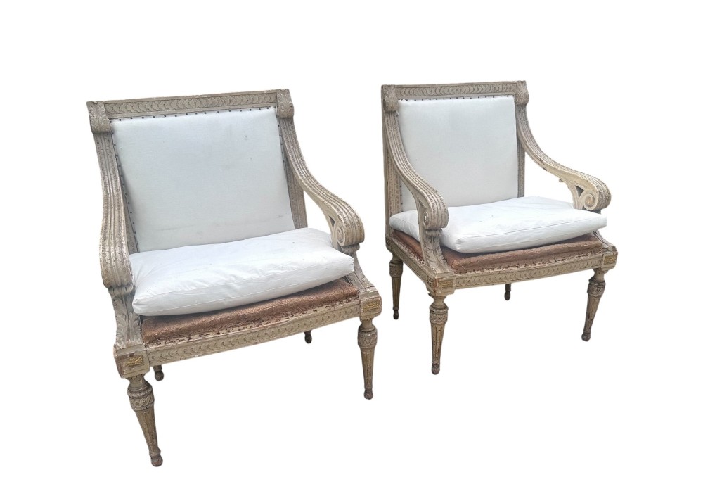 Pair of 19th C Piedmontese Armchairs View III